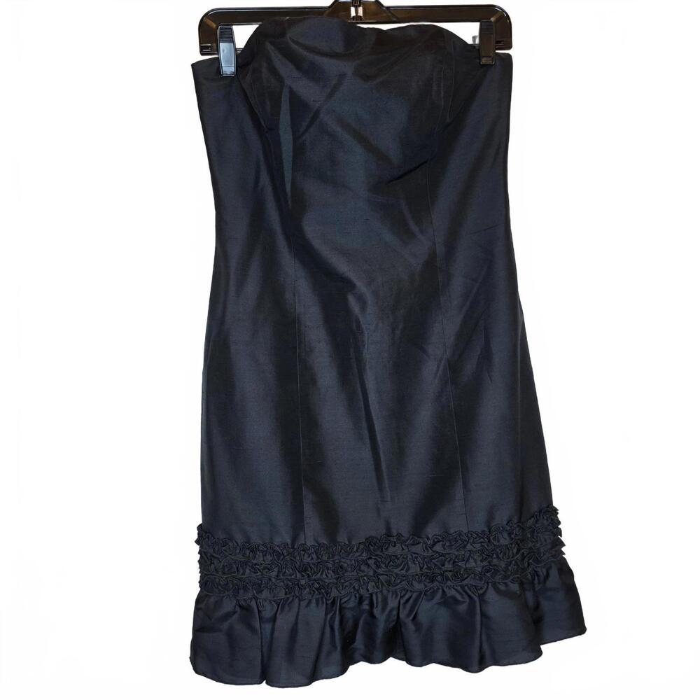 Vintage Strapless Laundry by Shelli Segal Black 100% silk formal dress Size 6